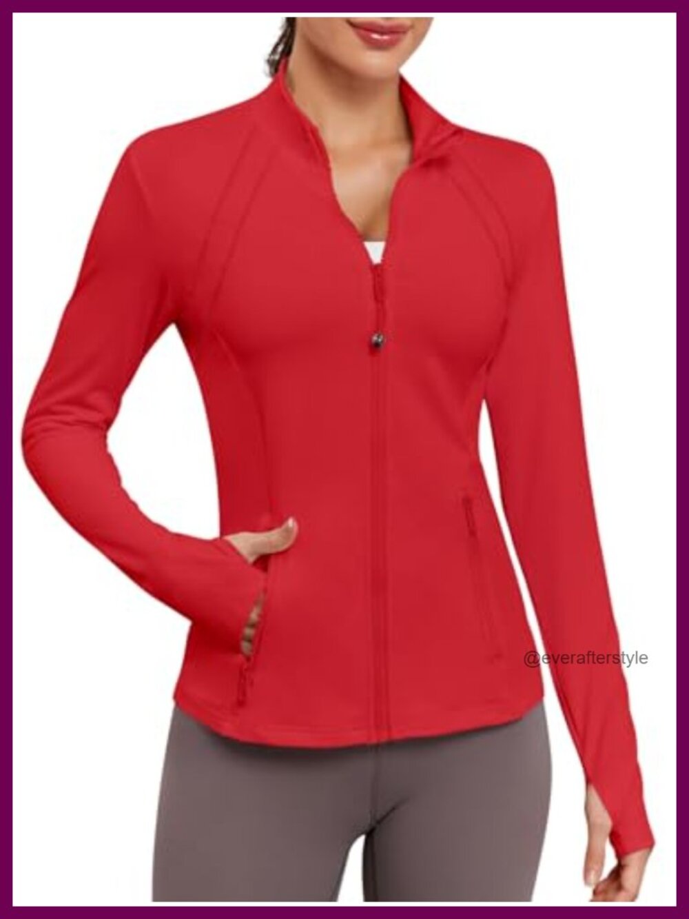 Women's Athletic Jacket Fitted Zip Up Workout Running Track Coat